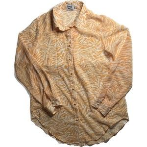 Princess Poly Orange Animal Stiped Button Long Sleeve Ziggy Shirt Size 4